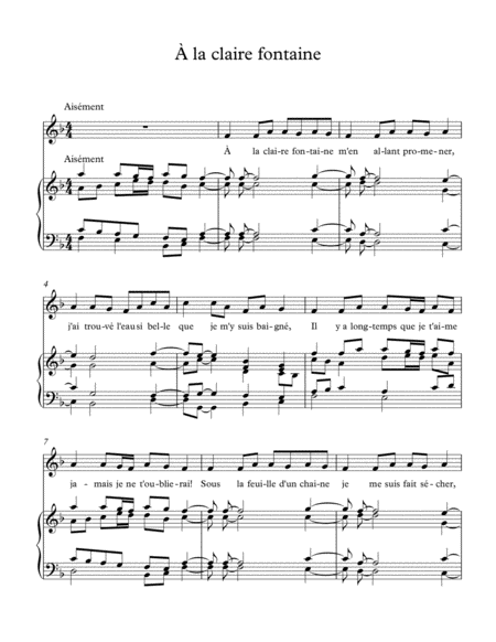 Free Sheet Music La Claire Fontaine