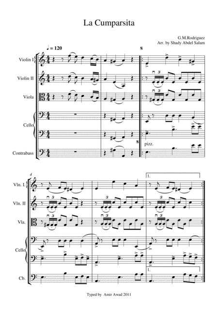 La Cumparsita Tango Arr For String Orchestra Sheet Music