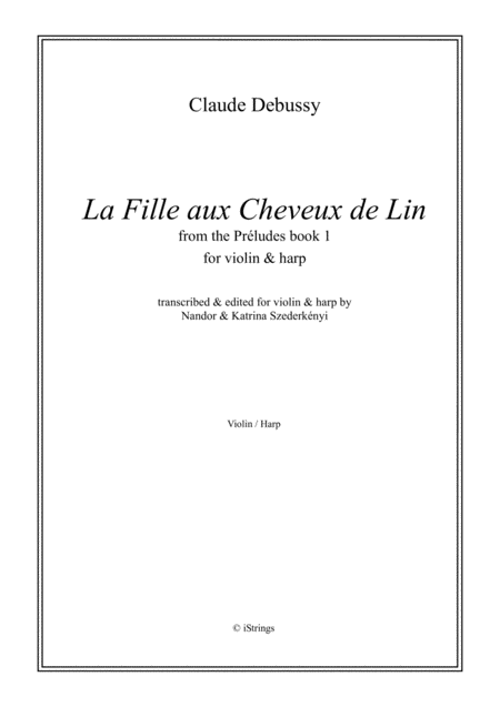 La Fille Aux Cheveux De Lin For Violin Harp Sheet Music