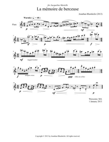 Free Sheet Music La Memoire De Berceuse