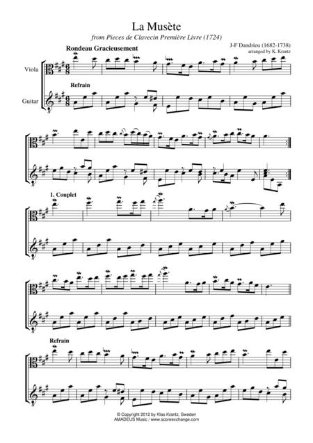 La Musete For Viola And Guitar Sheet Music