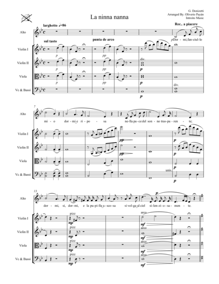 Free Sheet Music La Ninna Nana By G Donizetti