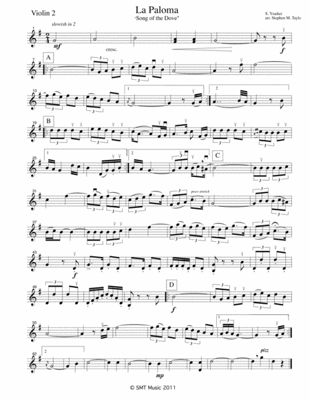 Free Sheet Music La Paloma