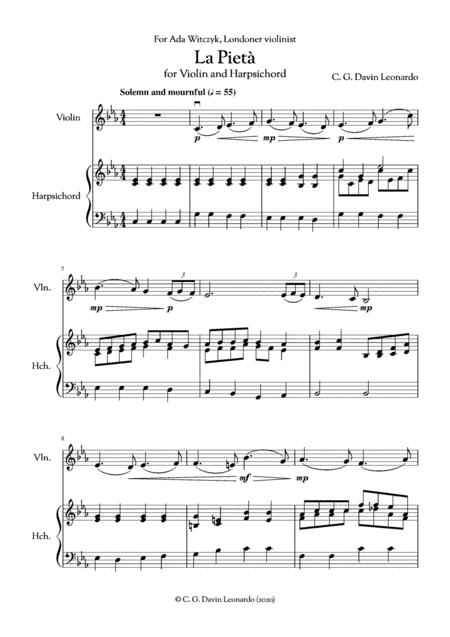 Free Sheet Music La Piet For Violin And Harpsichord Duet