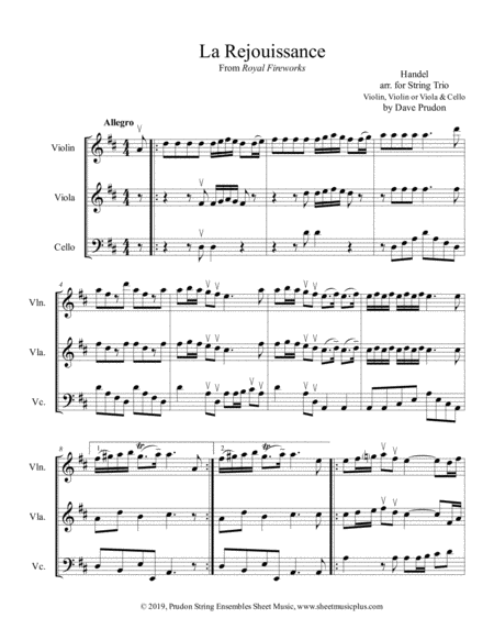 La Rejouissance For String Trio Sheet Music