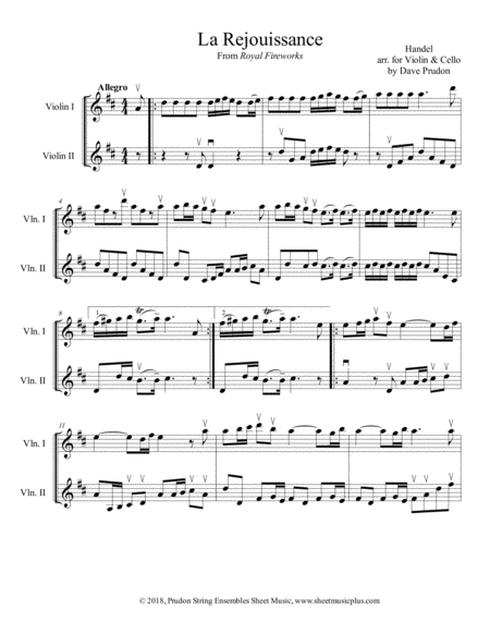 Free Sheet Music La Rejouissance For Two Violins