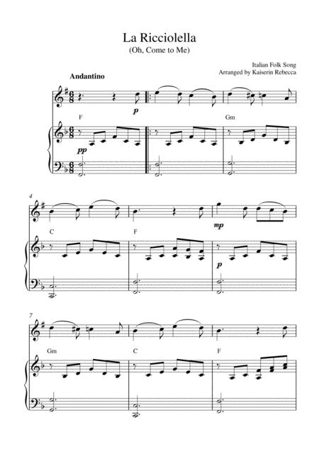 Free Sheet Music La Ricciolella Oh Come To Me Bb Trumpet Solo And Piano Accompaniment