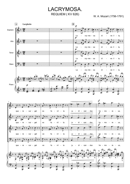 Free Sheet Music Lacrymosa