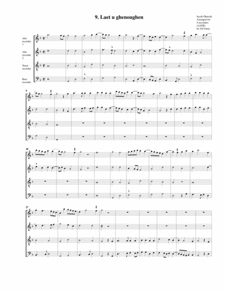 Free Sheet Music Laet U Ghenoughen Arrangement For 4 Recorders