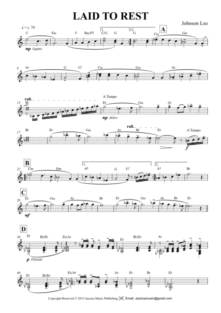 Free Sheet Music Laid To Rest Simple Lead Sheet