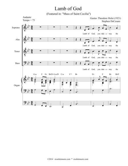 Lamb Of God From Mass Of Saint Cecilia Sheet Music