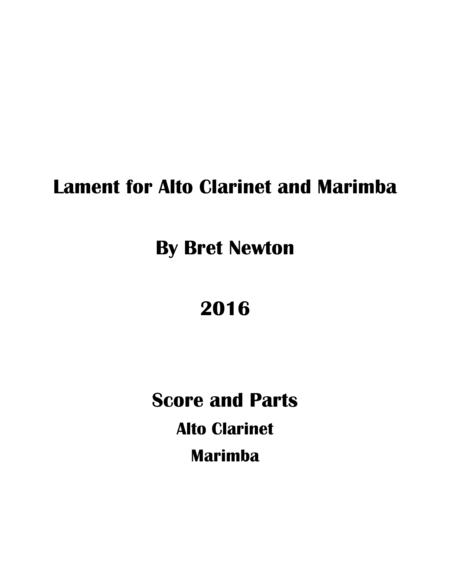 Lament For Alto Clarinet And Marimba Sheet Music