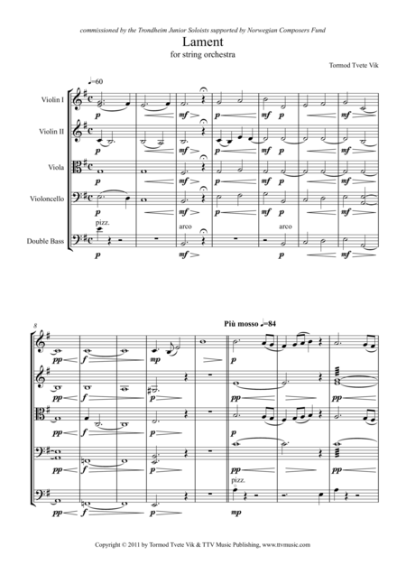 Free Sheet Music Lament For String Orchestra