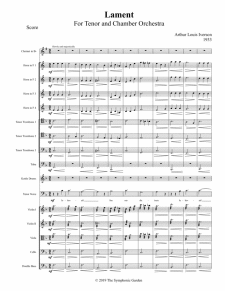 Free Sheet Music Lament For Tenor Vocal And Orchestra