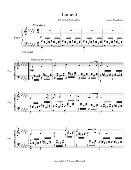 Lament For The Left Hand Alone Sheet Music