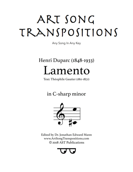 Lamento C Sharp Minor Sheet Music