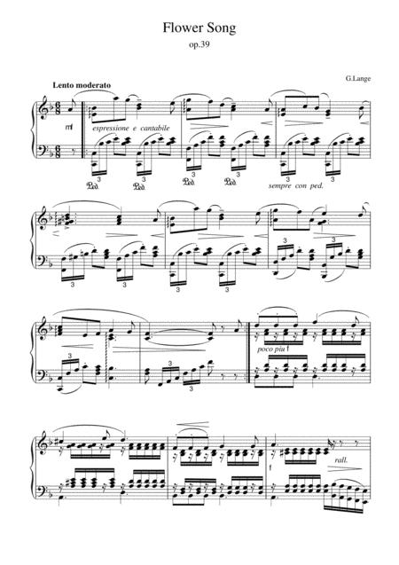 Free Sheet Music Lange Blumenlied Flower Song Op 39 Original Piano Solo