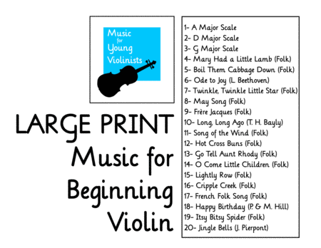 Large Print Music For Beginning Violin Sheet Music