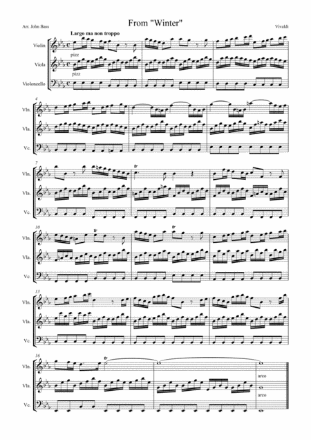 Largo From Winter Four Seasons Sheet Music