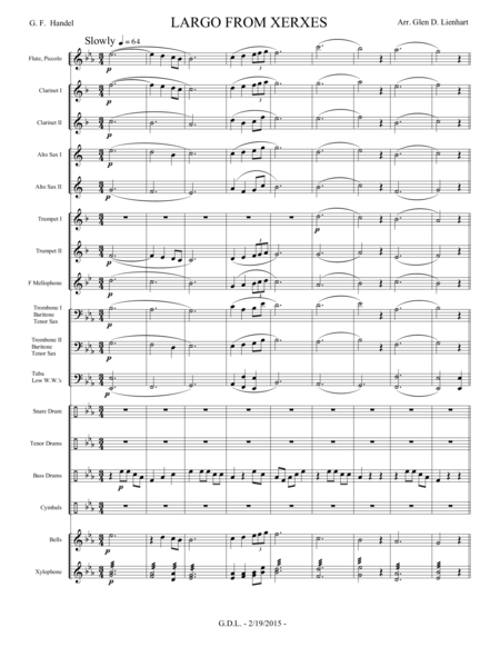 Free Sheet Music Largo From Xerxes