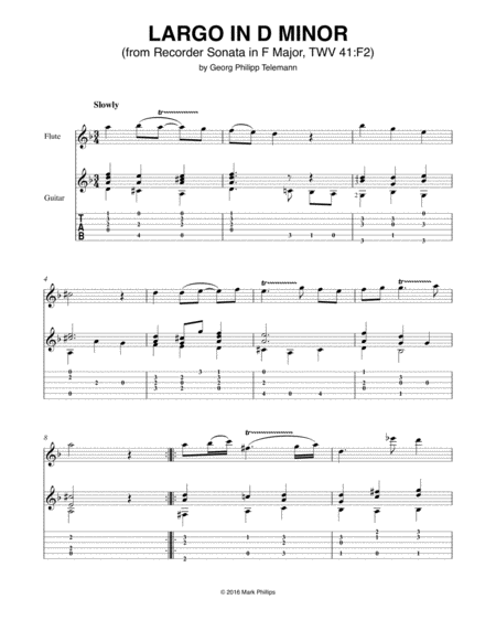 Largo In D Minor From Recorder Sonata In F Major Twv 41 F2 Sheet Music