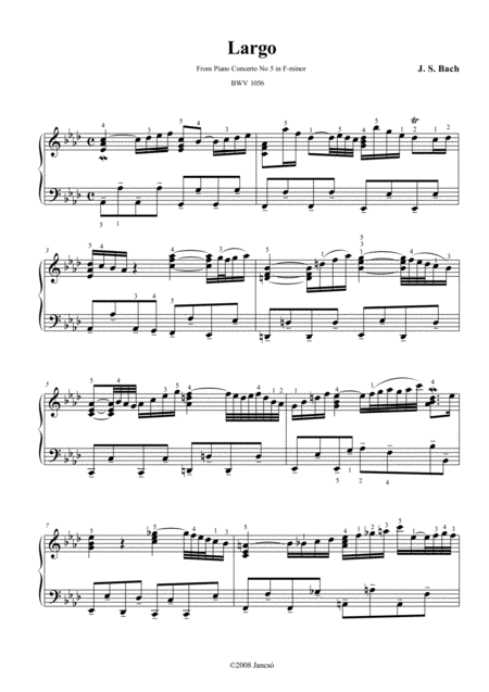 Largo Piano Concerto No 5 F Minor Sheet Music