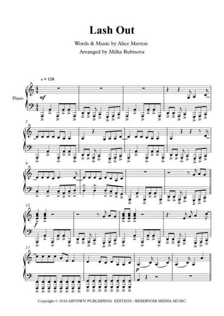 Lash Out Sheet Music