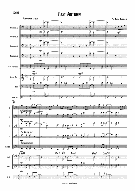 Last Autumn For Jazz Trombone Quintet And Rhythm Section Sheet Music