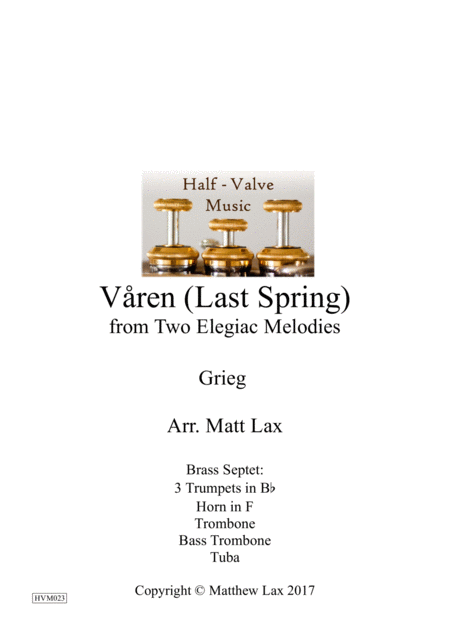 Last Spring From Two Elegiac Melodies Brass Septet Sheet Music