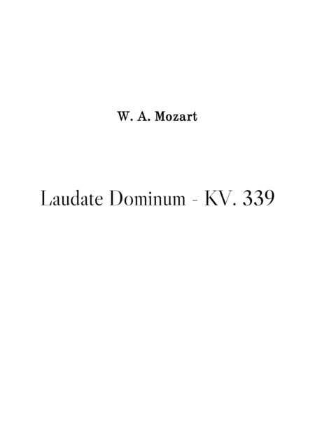 Laudate Dominum Mozart Kv 339 Sheet Music