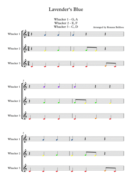 Free Sheet Music Lavenders Blue For 8 Notes Diatonic Boomwhackers