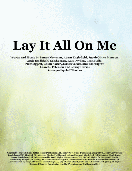 Free Sheet Music Lay It All On Me