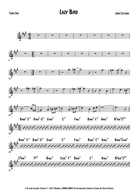 Lazy Bird Tenor Sax Sheet Music