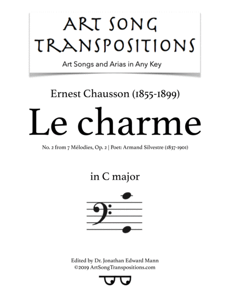 Le Charme Op 2 No 2 Transposed To C Major Bass Clef Sheet Music