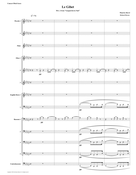 Free Sheet Music Le Gibet Gaspard De La Nuit For Double Reed Choir Flue 2 Piccolos