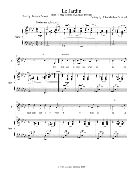 Free Sheet Music Le Jardin