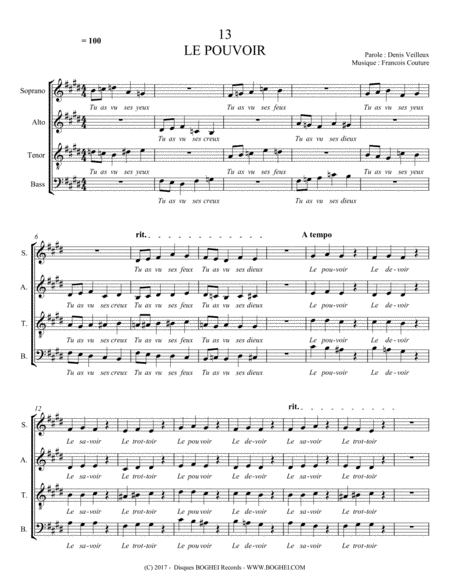 Le Pouvoir Sheet Music