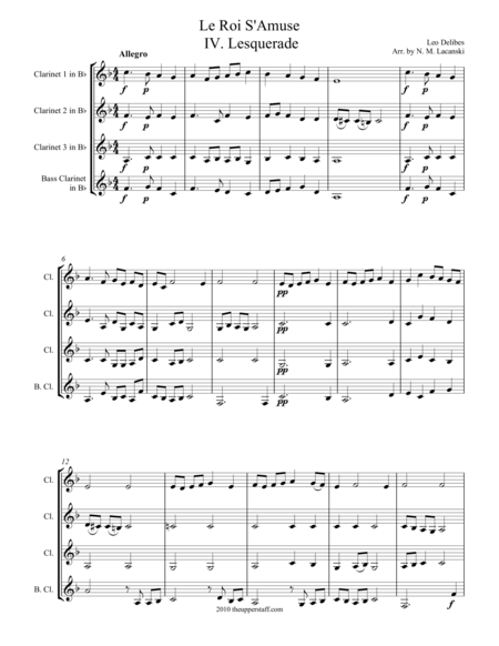 Free Sheet Music Le Rois Amuse Iv Lesquerade