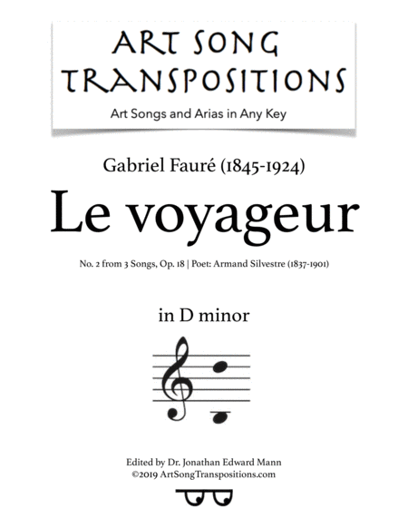 Le Voyageur Op 18 No 2 Transposed To D Minor Sheet Music