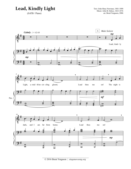 Free Sheet Music Lead Kindly Light Satb