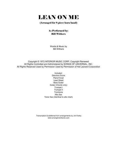 Lean On Me Arranged For 8 Piece Horn Band Sheet Music