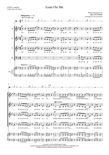 Lean On Me Satb Sheet Music