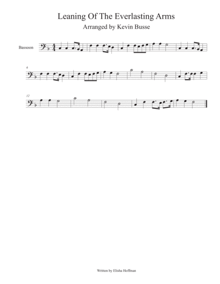 Free Sheet Music Leaning Of The Everlasting Arms Bassoon