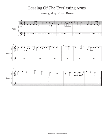 Leaning Of The Everlasting Arms Easy Key Of C Piano Sheet Music