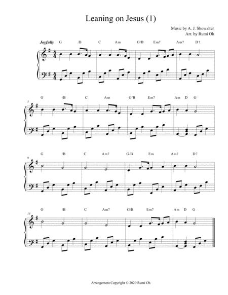 Free Sheet Music Leaning On Jesus Favorite Hymns Arrangements With 3 Levels Of Difficulties For Beginner And Intermediate