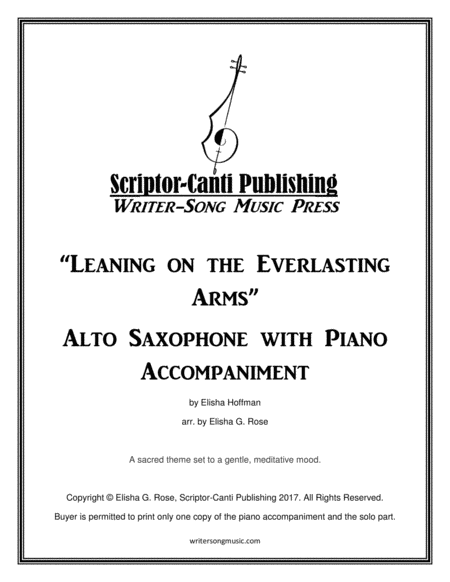 Free Sheet Music Leaning On The Everlasting Arms Alto Saxophone