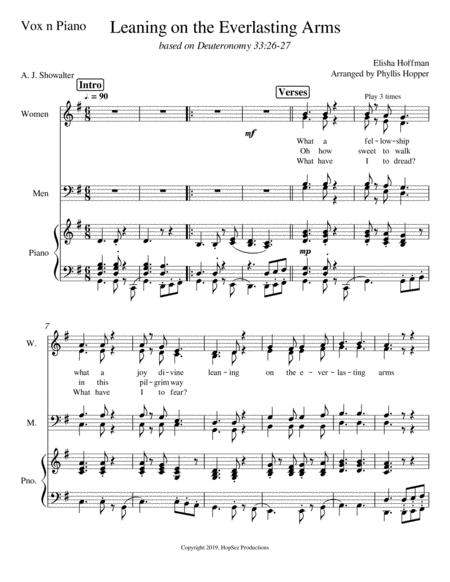 Free Sheet Music Leaning On The Everlasting Arms Satb Piano