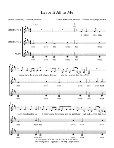 Leave It All To Me A Cappella Sheet Music