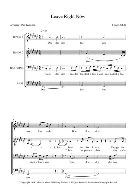 Leave Right Now Sheet Music