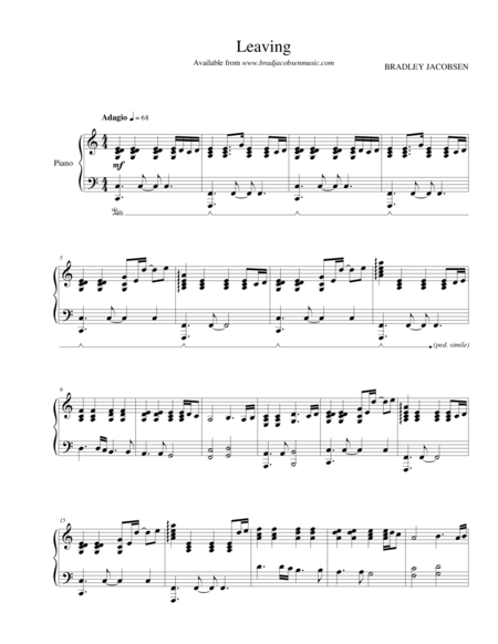 Leaving By Brad Jacobsen Sheet Music